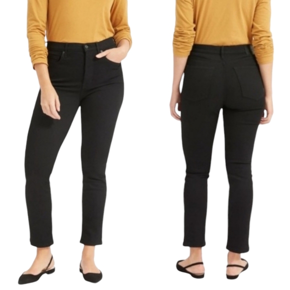 Everlane High Rise Slim Straight Cigarette Jeans 24 Ankle Length Stretch Black - Picture 13 of 13